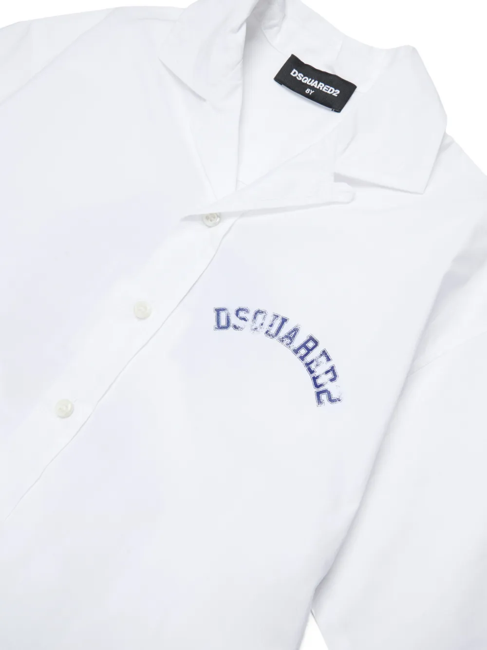  Dsquared2 Kids Embroidered Cotton Shirt - White 