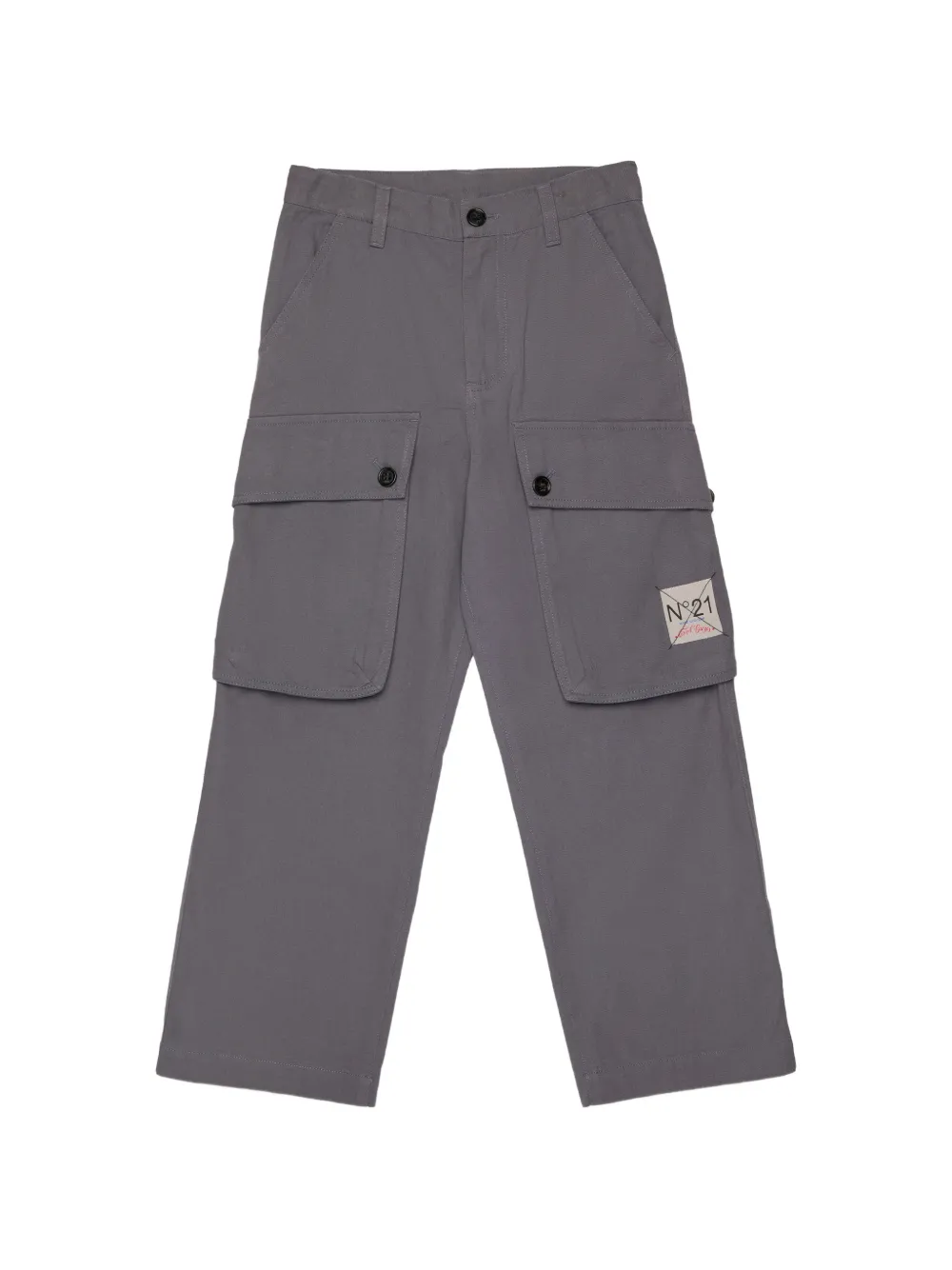 Nº21 Kids button cargo trousers - Grigio