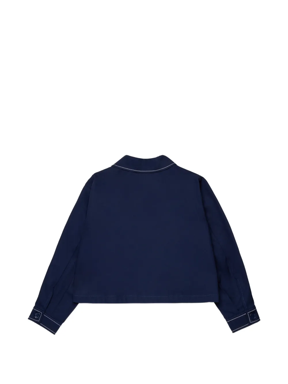 Marni Kids Peter-pan Collar Pocket Cotton Jacket - Blue 
