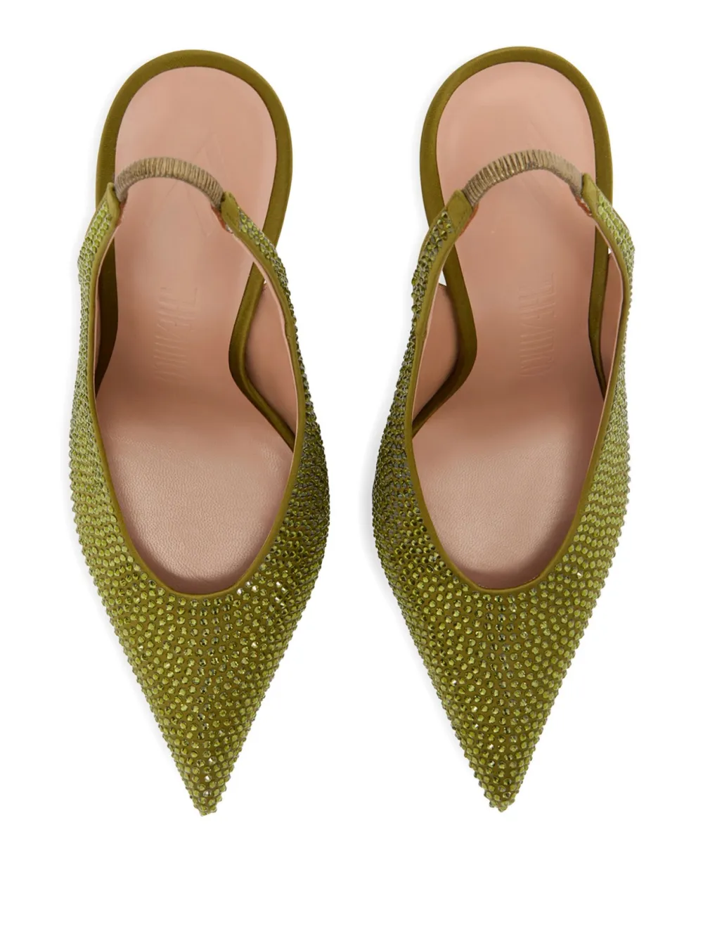 Attico 95mm Viper Pointed Embellished Pumps In Green
