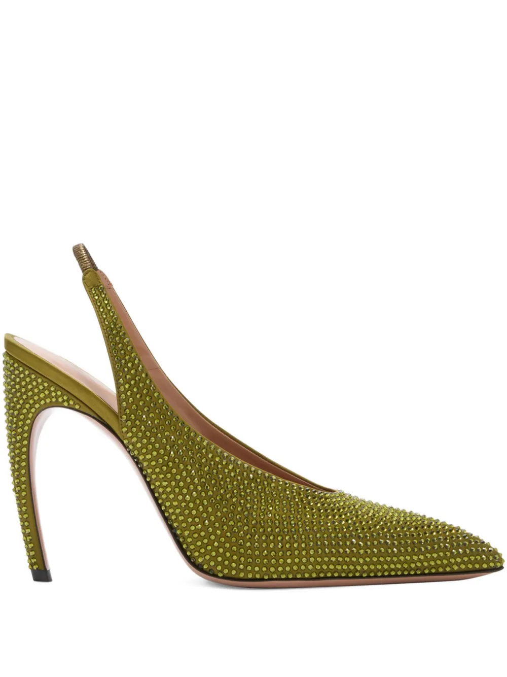 Attico 95mm Viper Pointed Embellished Pumps In Green