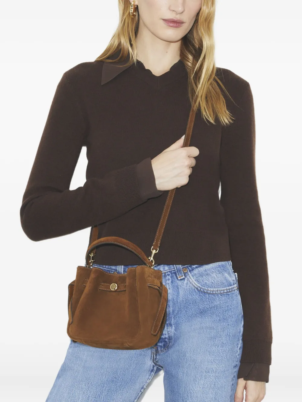 Tory Burch Mini Romy Tote Bag In Brown