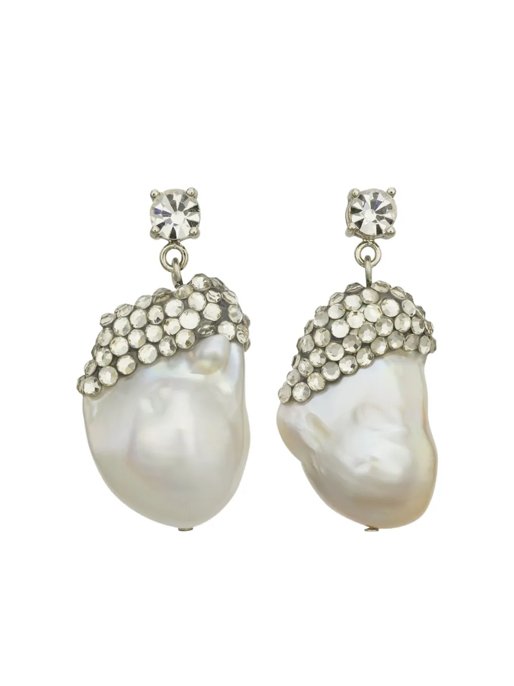 Tory Burch Moondance Crystal And Pearl Drop Earrings In White