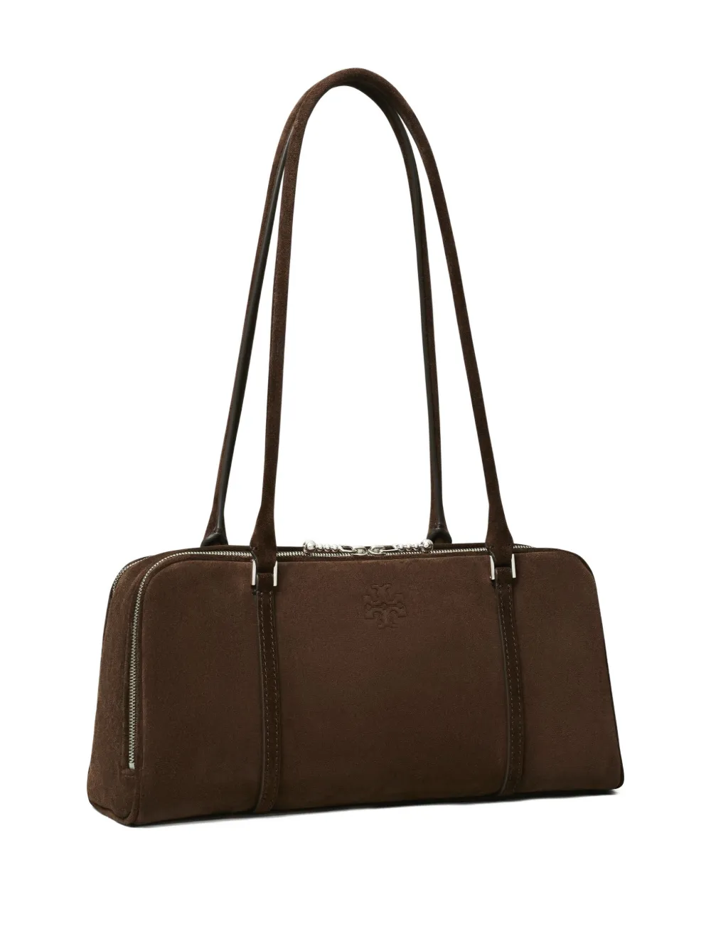 Tory Burch Small Marshmallow Suede Shoulder Bag In Brown