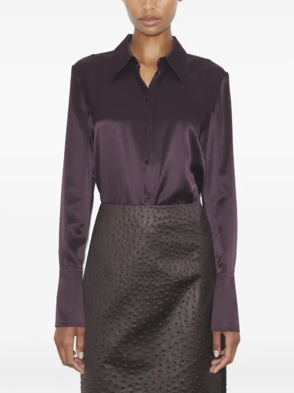 Tory Burch Cuffed Silk Shirt | Purple | FARFETCH BH