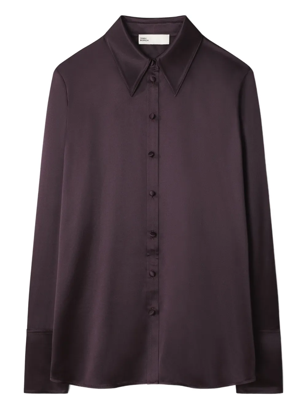Tory Burch Cuffed Silk Shirt In Purple