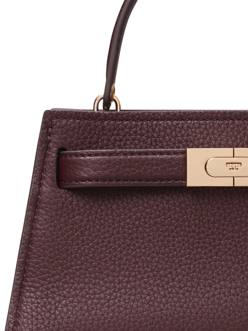 Tory Burch Mini Lee Radziwill Pebbled Top-handle Bag In Burgundy