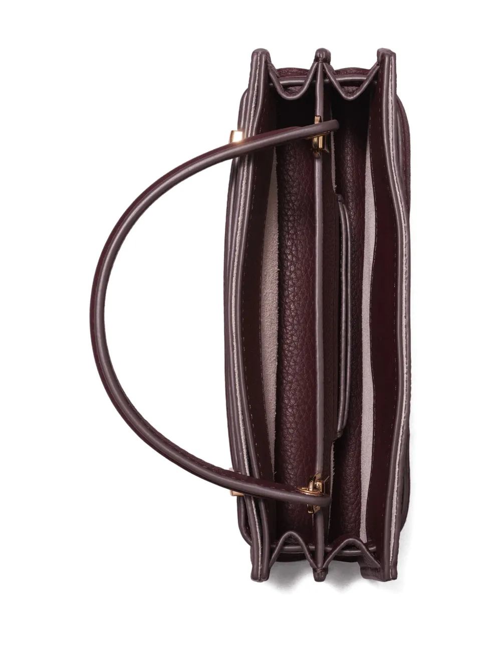 Tory Burch Mini Lee Radziwill Pebbled Top-handle Bag In Burgundy