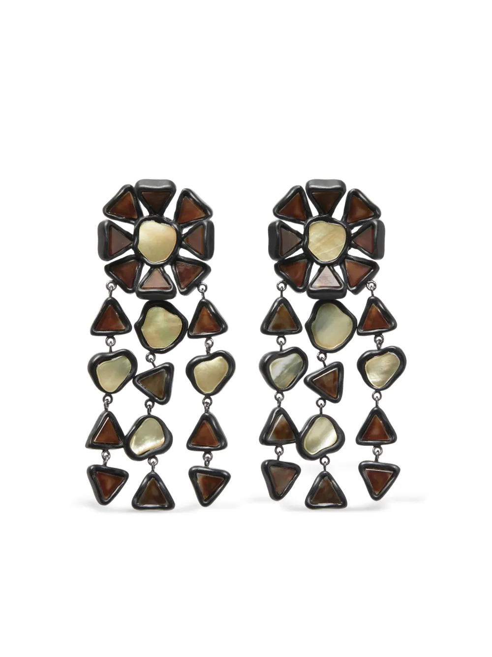 Tory Burch Curiosity Resin Chandelier Earrings In Black