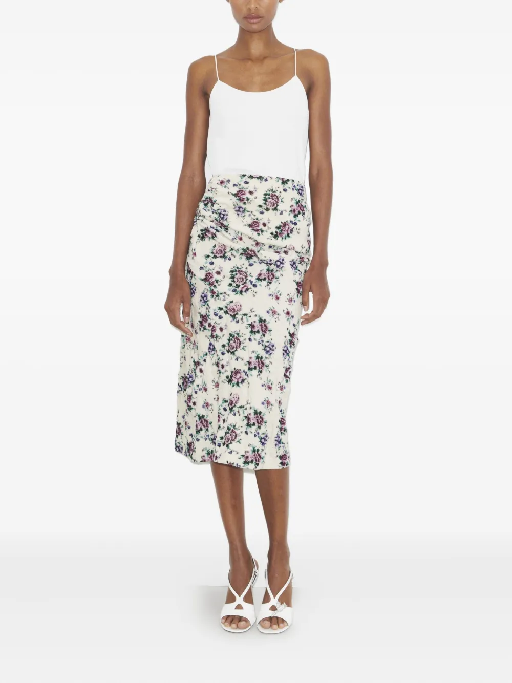 Tory Burch printed velvet midi skirt - Beige