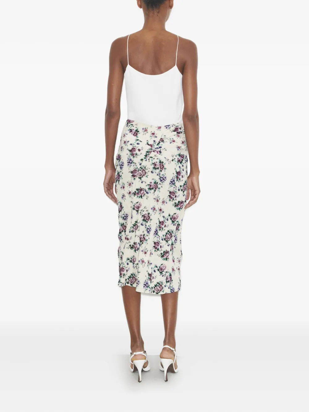 Tory Burch Printed Cotton Velvet Skirt In White
