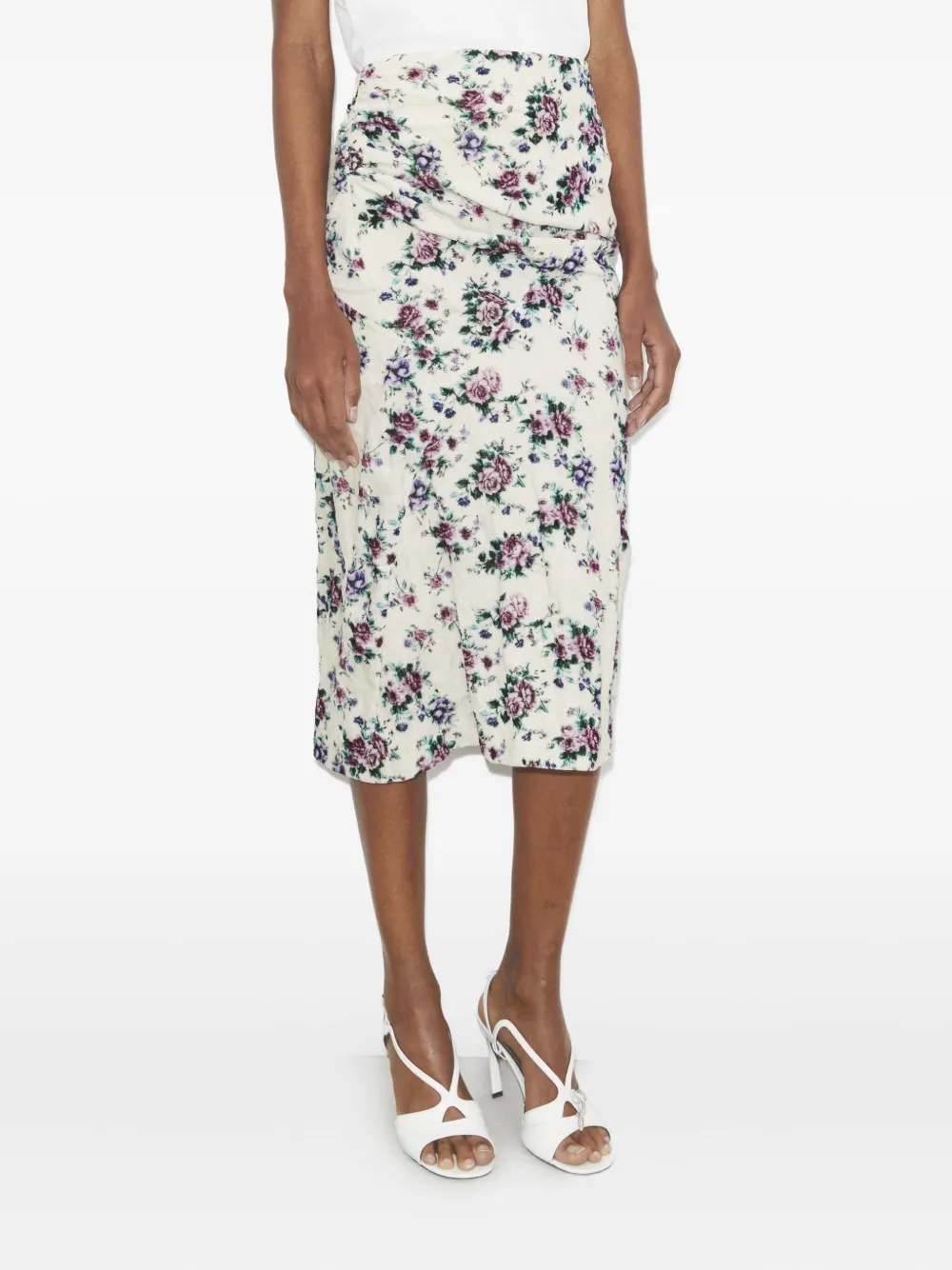Tory Burch Printed Cotton Velvet Skirt In White
