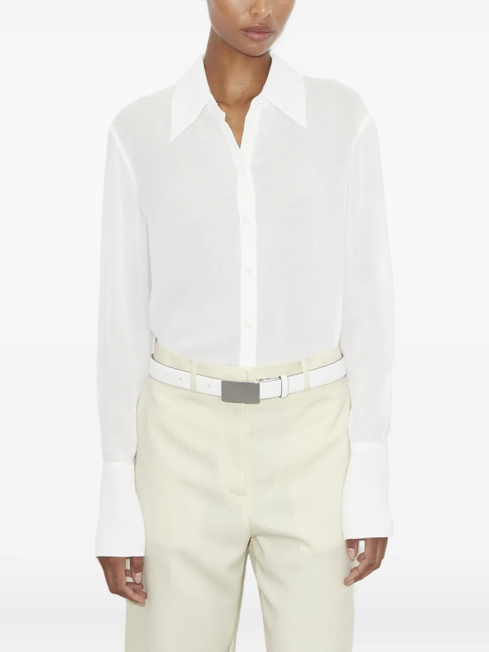 Tory Burch Semi-sheer Crepe-georgette Shirt In White
