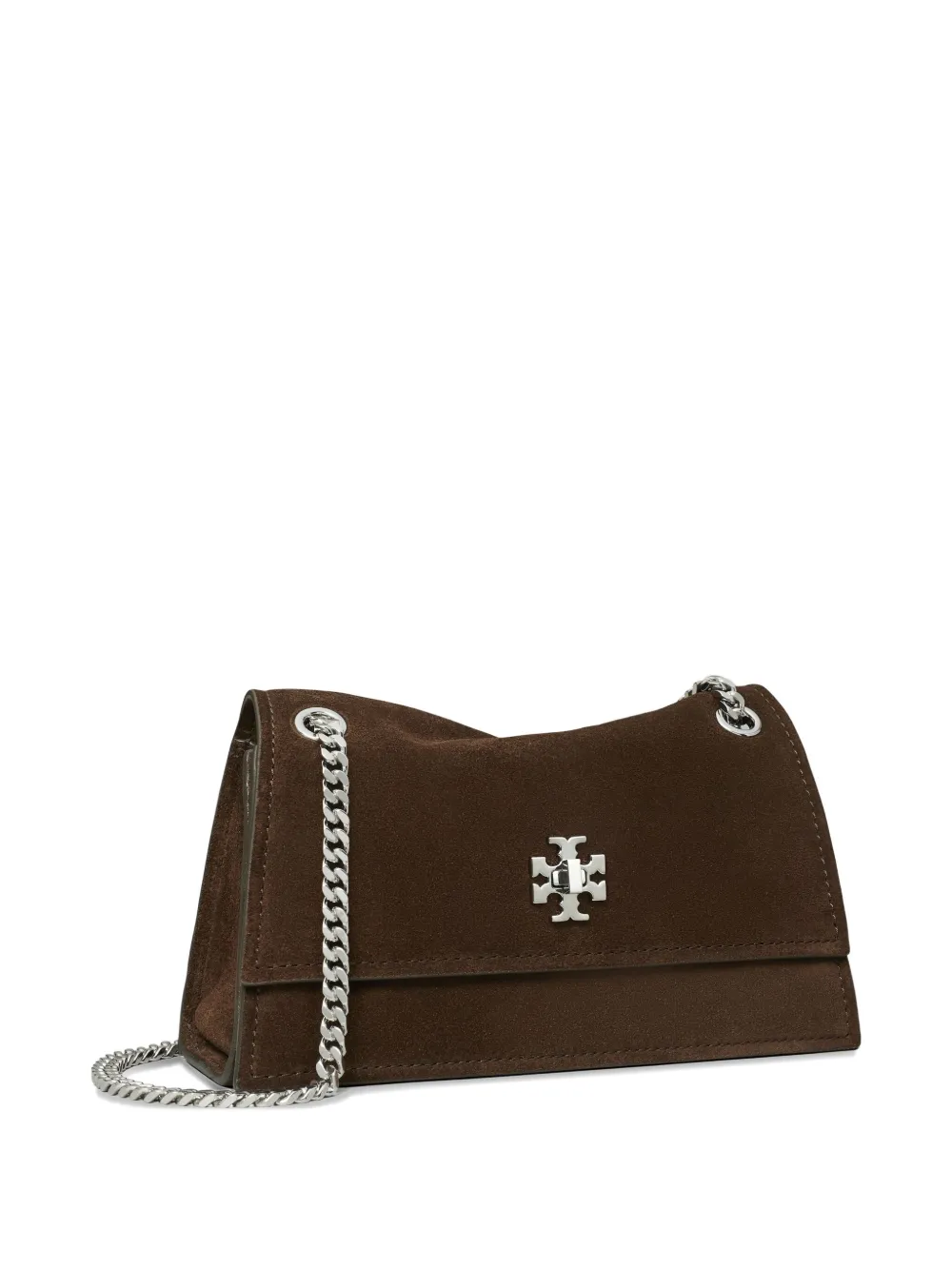 Tory Burch Kira Turnlock Suede Shoulder Bag In Brown