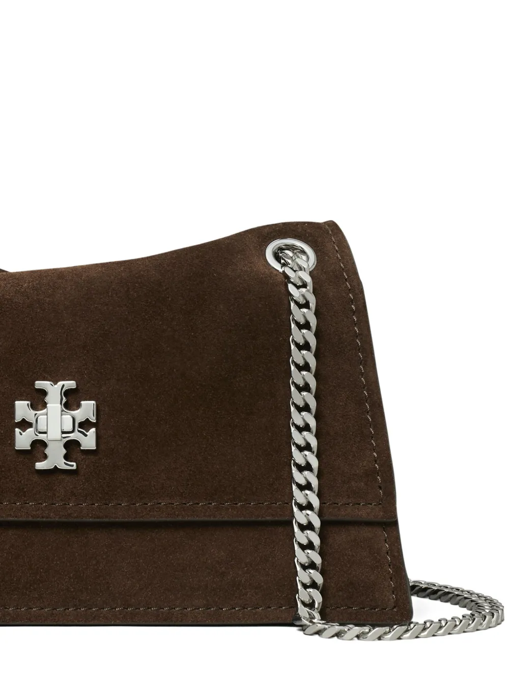 Tory Burch Kira Turnlock Suede Shoulder Bag In Brown