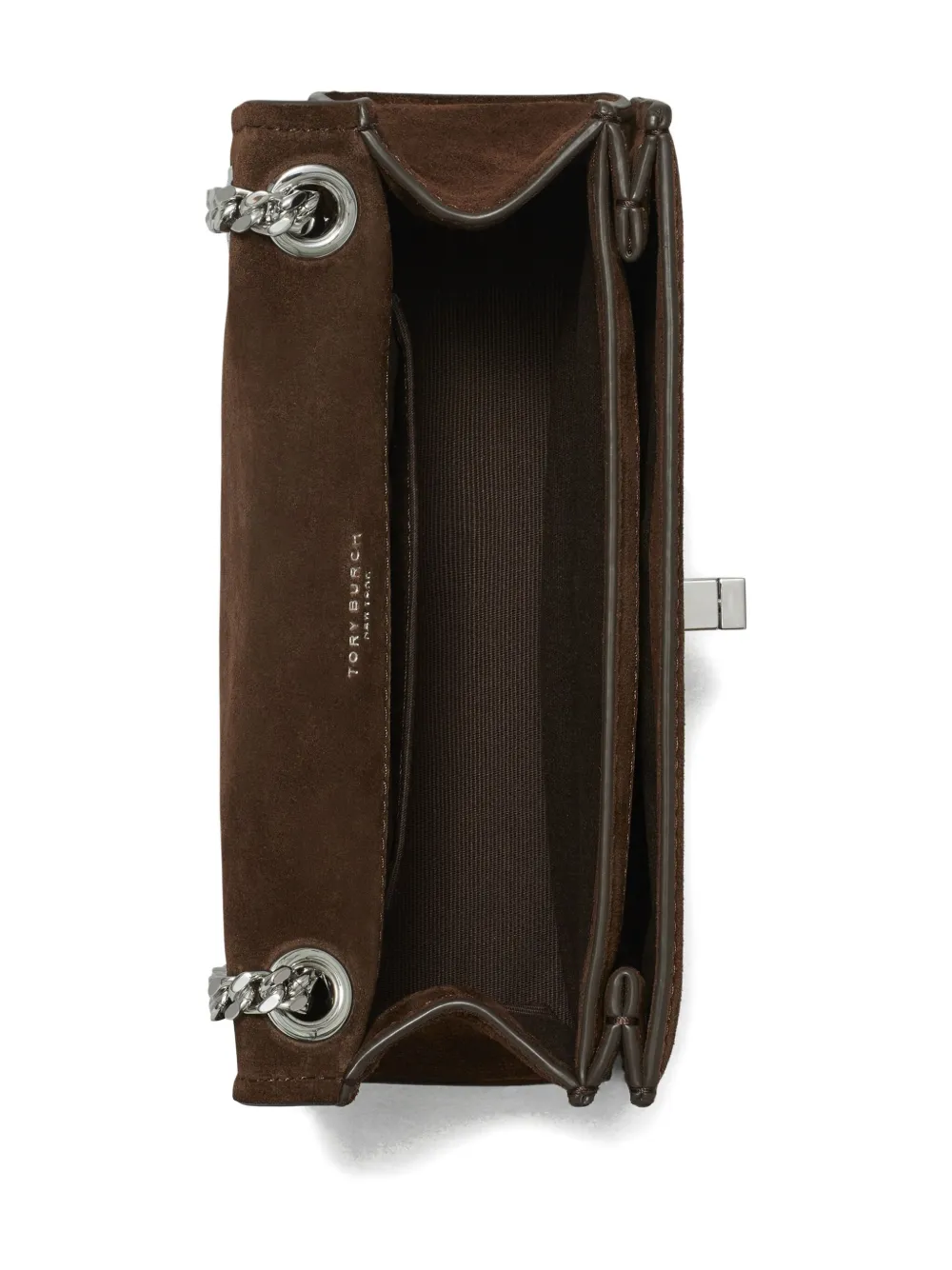 Tory Burch Kira Turnlock Suede Shoulder Bag In Brown