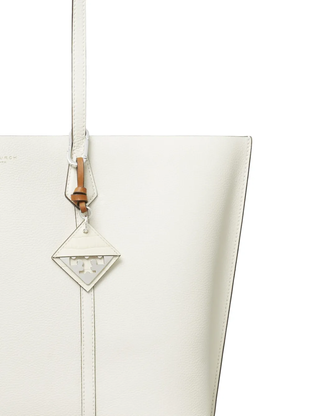 Tory Burch Hidden Logo Croc-embossed Key Charm In Metallic