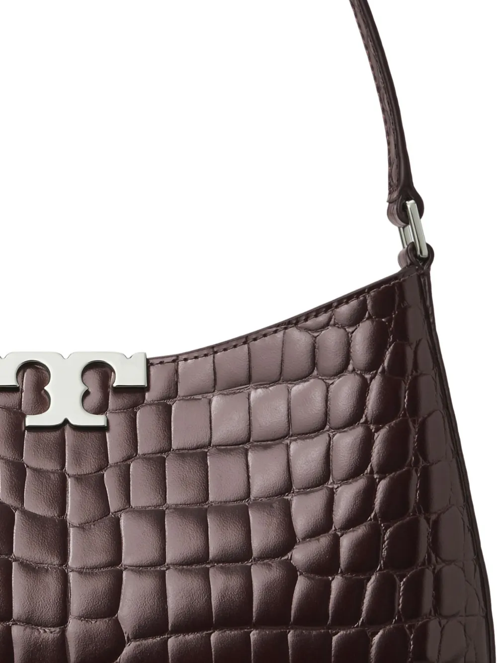 Tory Burch Eleanor Croc-embossed Slim Shoulder Bag In Brown