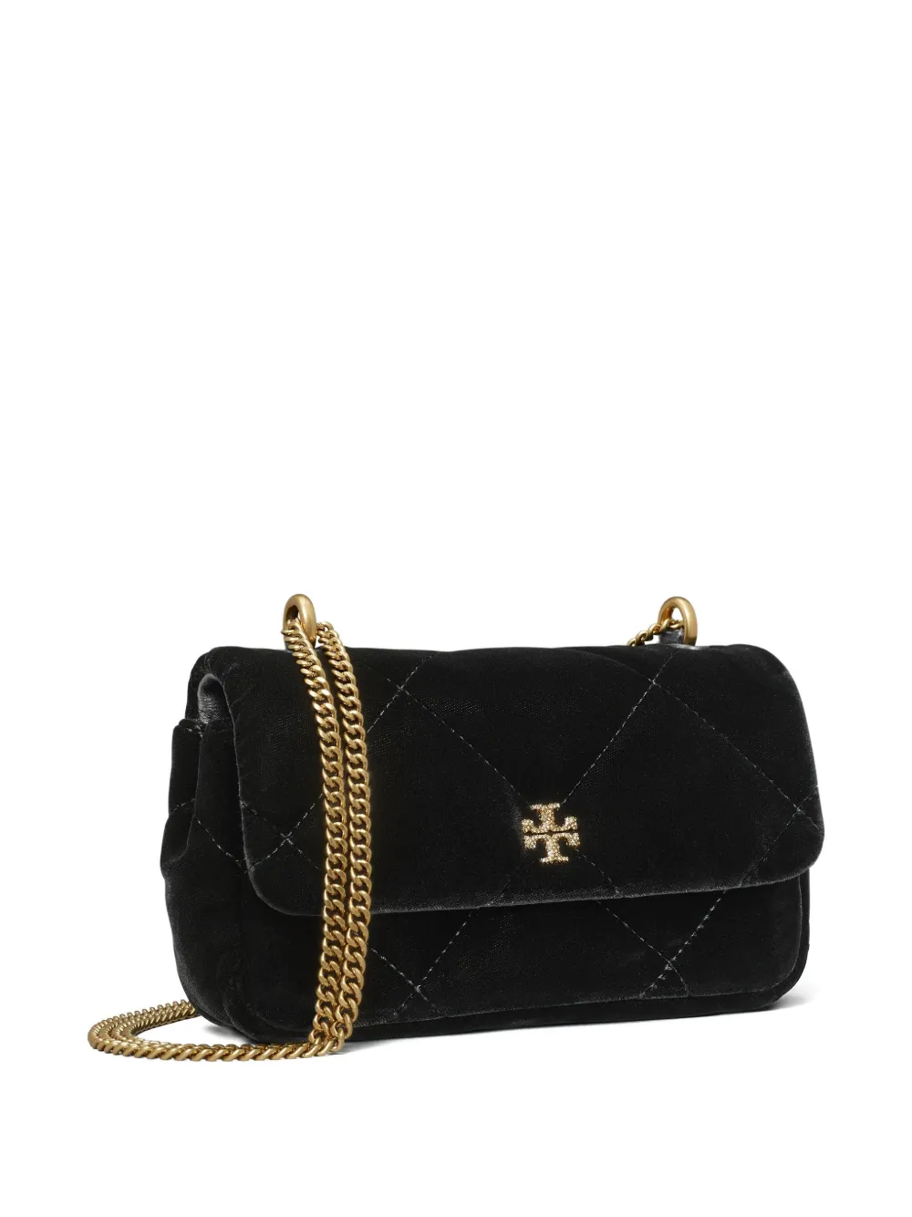 Tory Burch Kira fluwelen mini-crossbodytas Zwart