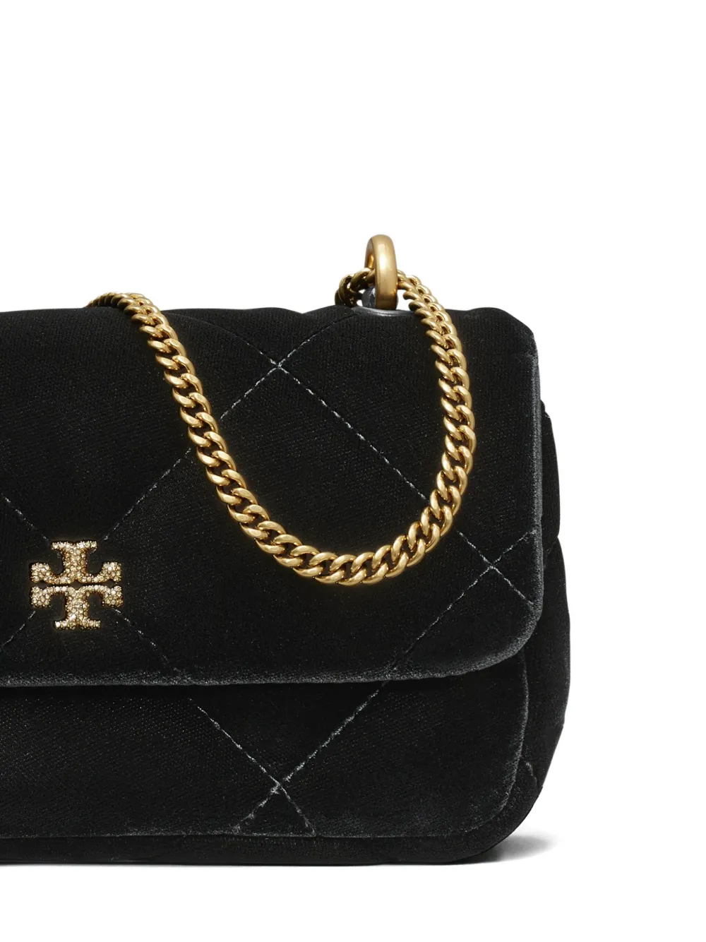 Tory Burch Kira fluwelen mini-crossbodytas Zwart