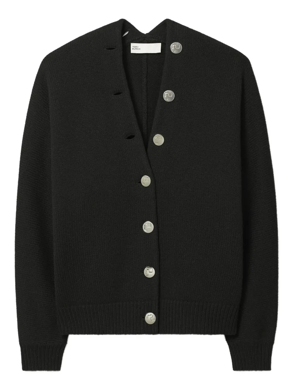 Tory Burch Button Merino-wool Cardigan In Black