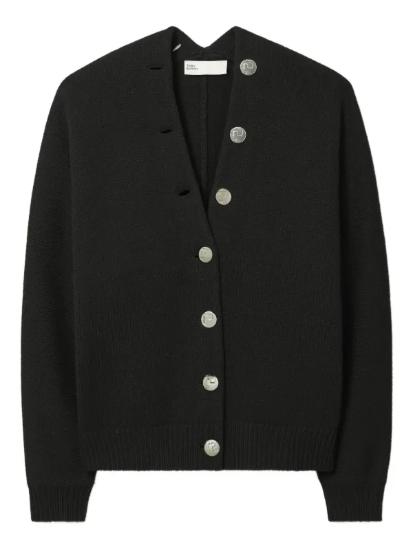 Tory Burch Merino Wool Cardigan in Black