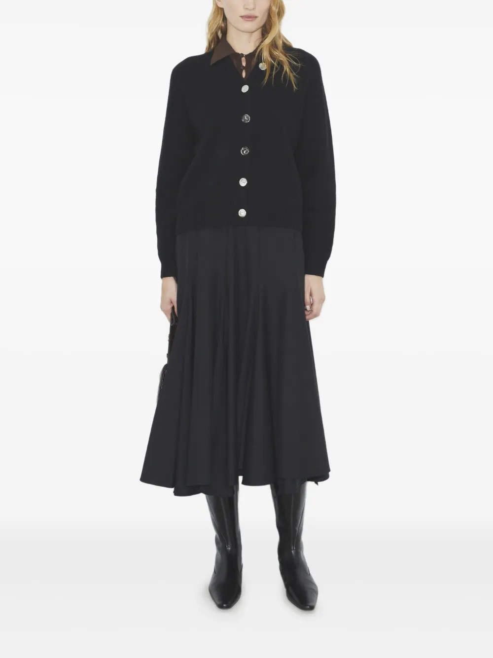 Tory Burch Vest van merinowol met knoop Zwart