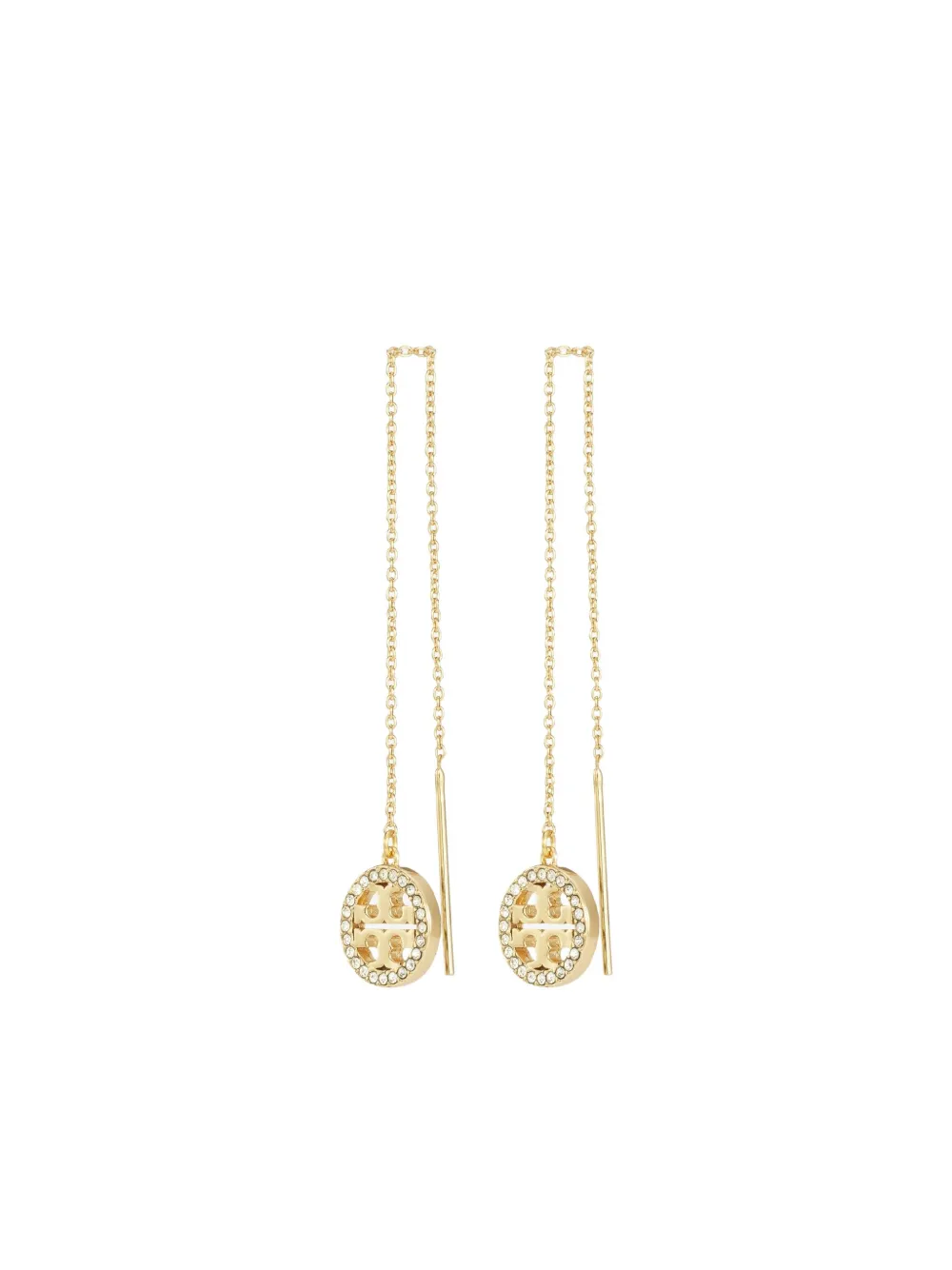 Tory Burch Icon Pavé Threader Earrings In Gold