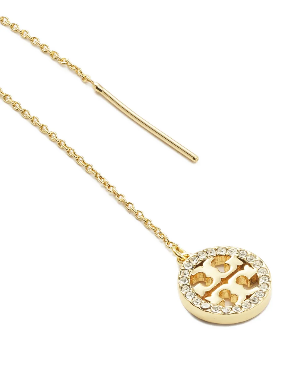 Tory Burch Icon Pavé Threader Earrings In Gold