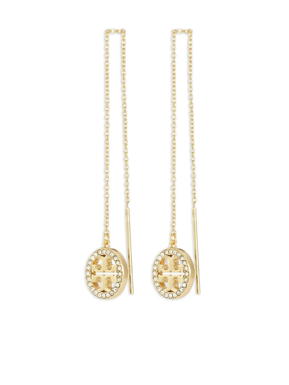 Tory Burch pavé threader earrings - Oro