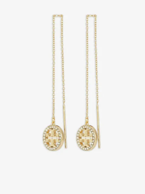 Tory Burch pendientes con hilo en pavé