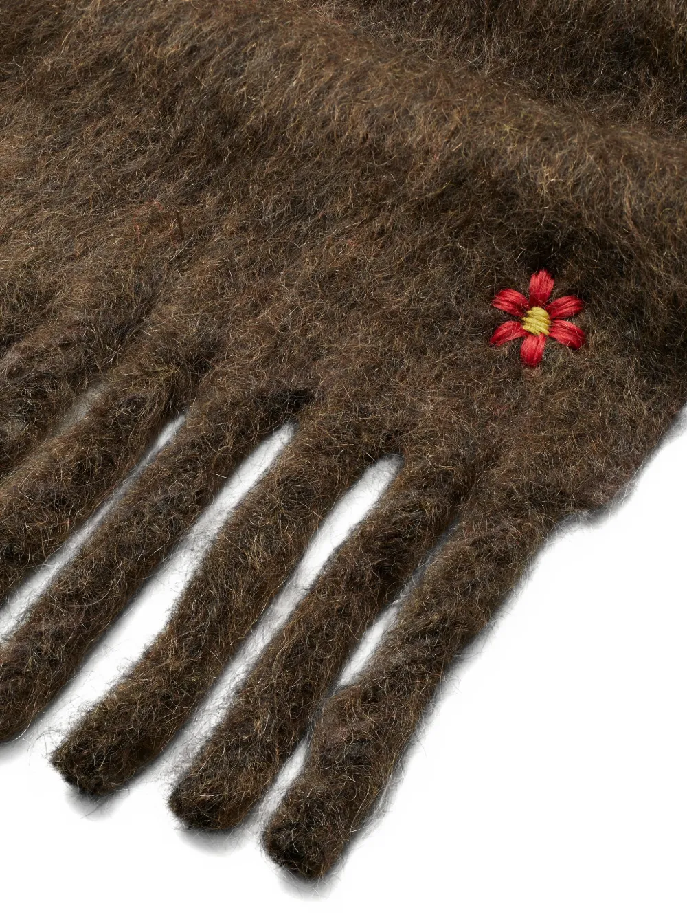 Tory Burch Sjaal met geborduurde bloemen en franje Bruin