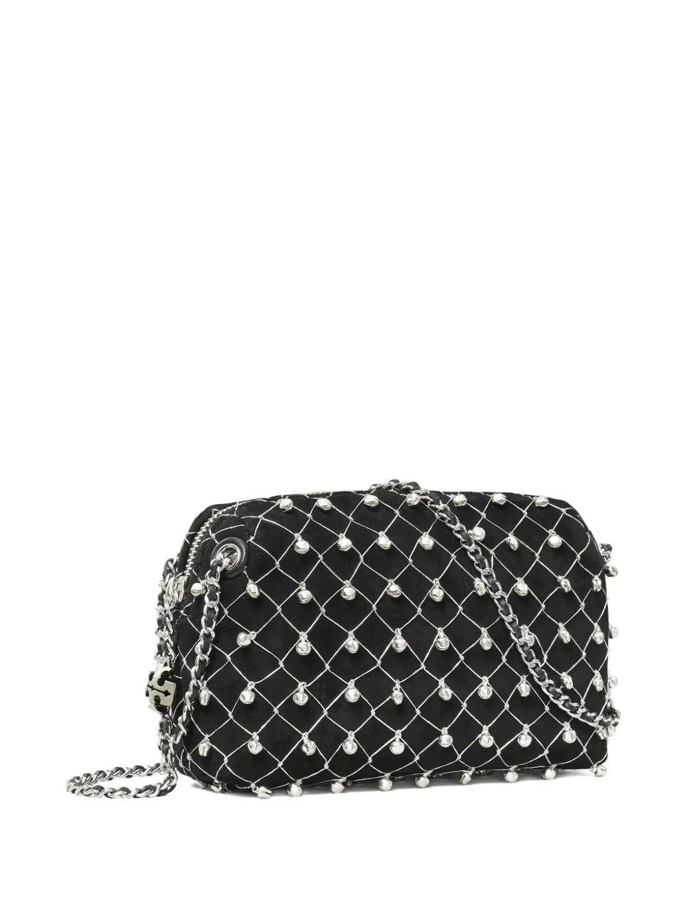 Tory Burch Fleming Bell Soft Suede Crossbody Bag In Black