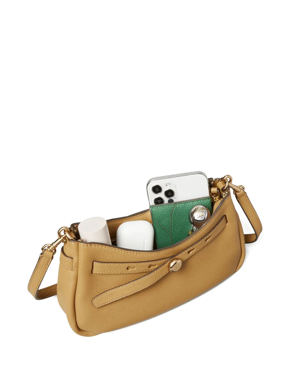 Tory Burch Romy Zip Top Leather Crossbody Bag In Green