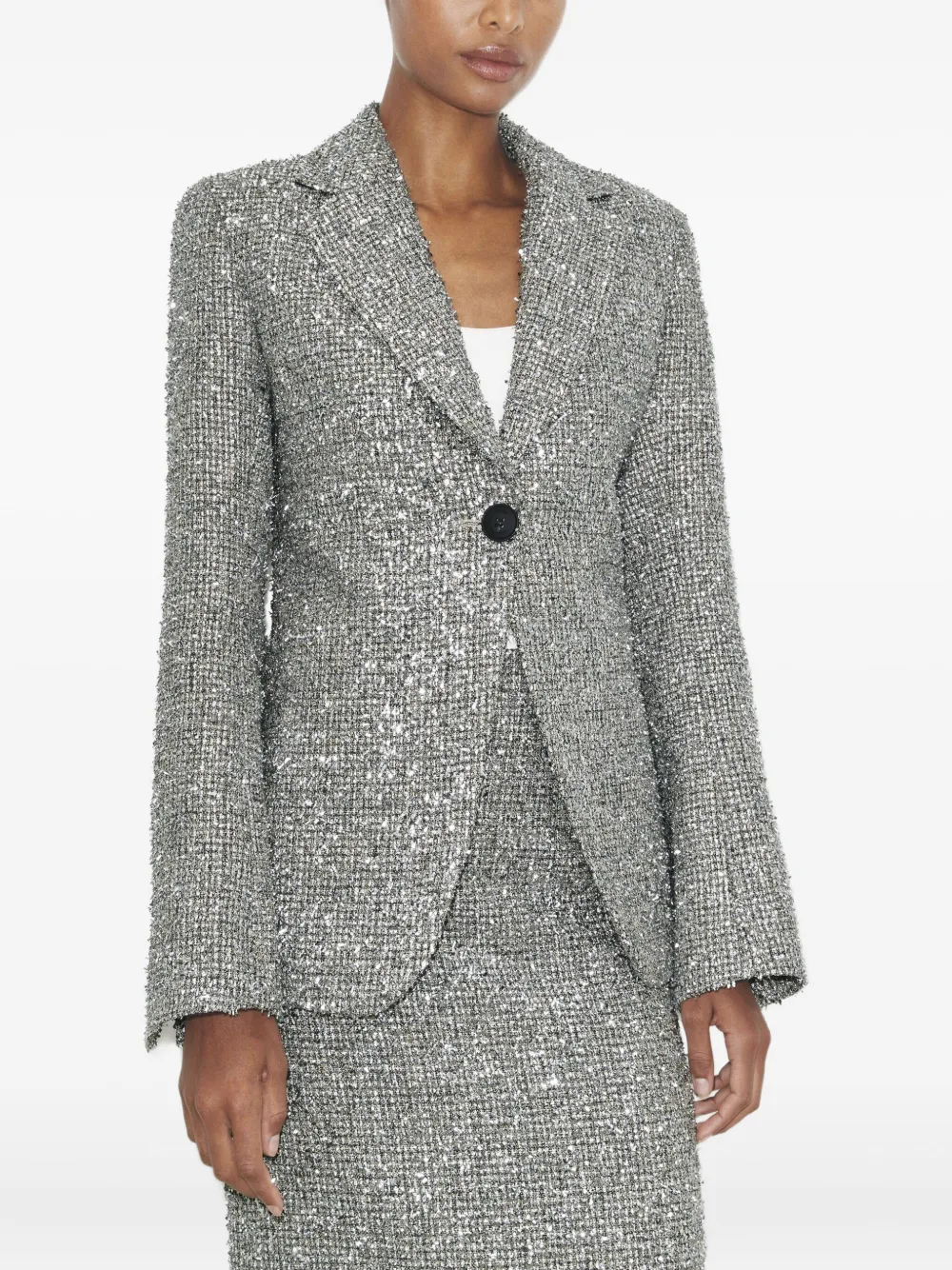 Tory Burch Tweed Blazer In Gray