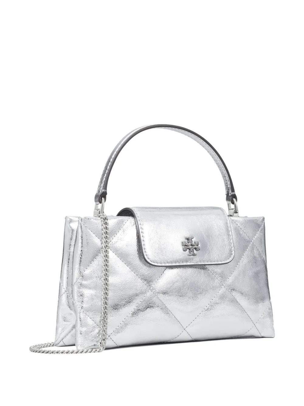 Tory Burch Kira gewatteerde mini-shopper met diamantpatroon Zilver