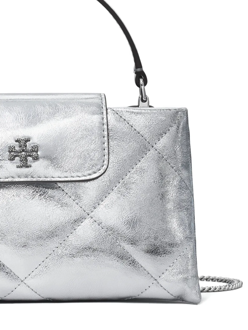 Tory Burch Kira gewatteerde mini-shopper met diamantpatroon Zilver