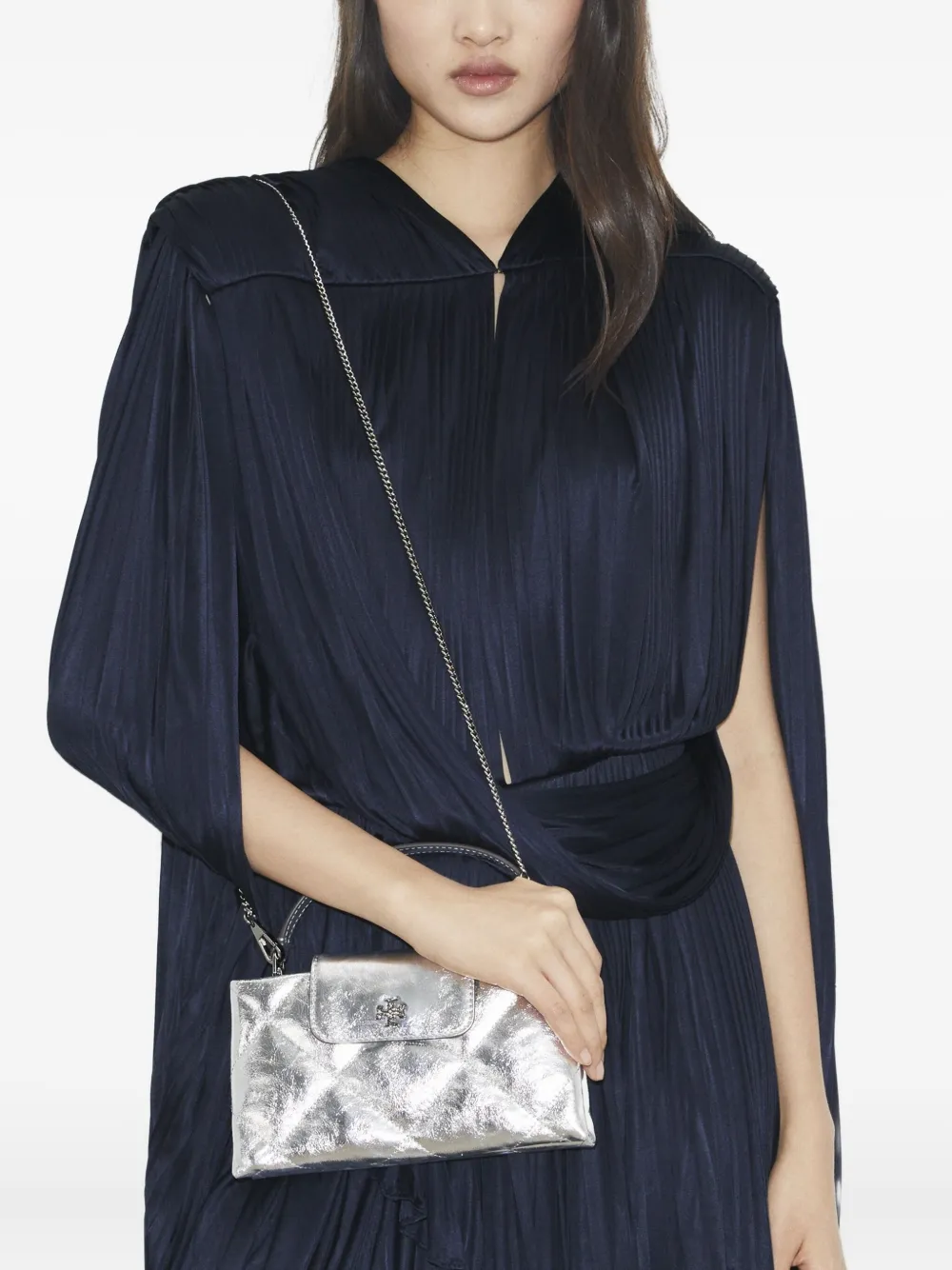 Tory Burch Kira gewatteerde mini-shopper met diamantpatroon Zilver