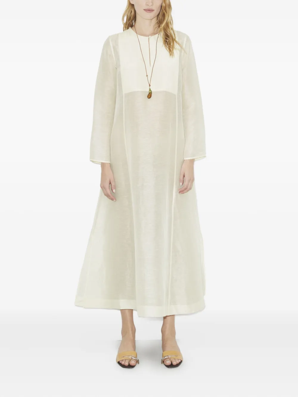 Tory Burch Linen-silk Pleated Midi Kaftan In White