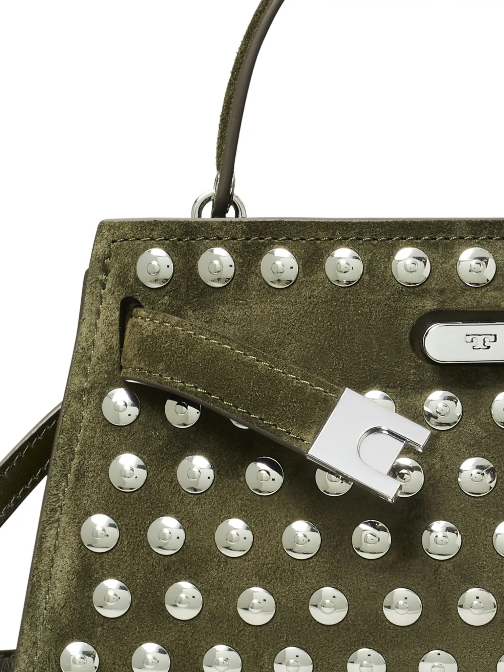 Tory Burch Mini Lee Radziwill Studded Tote Bag In Green