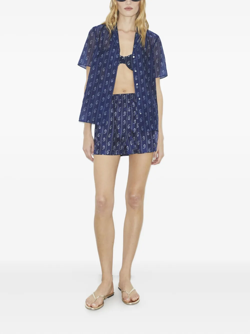  Tory Burch Camisa De Playa Estampada - Azul 