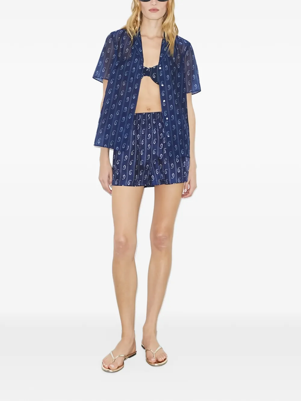 Tory Burch Camp strandshirt met print Blauw