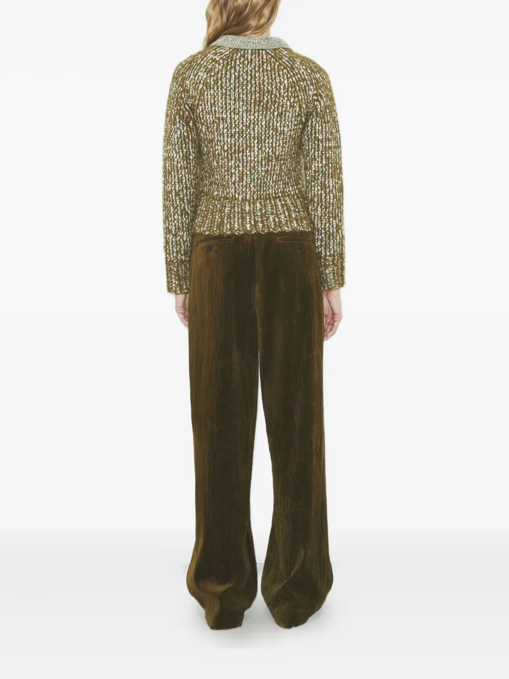 Tory Burch Contrasting-collar Sweater In Green