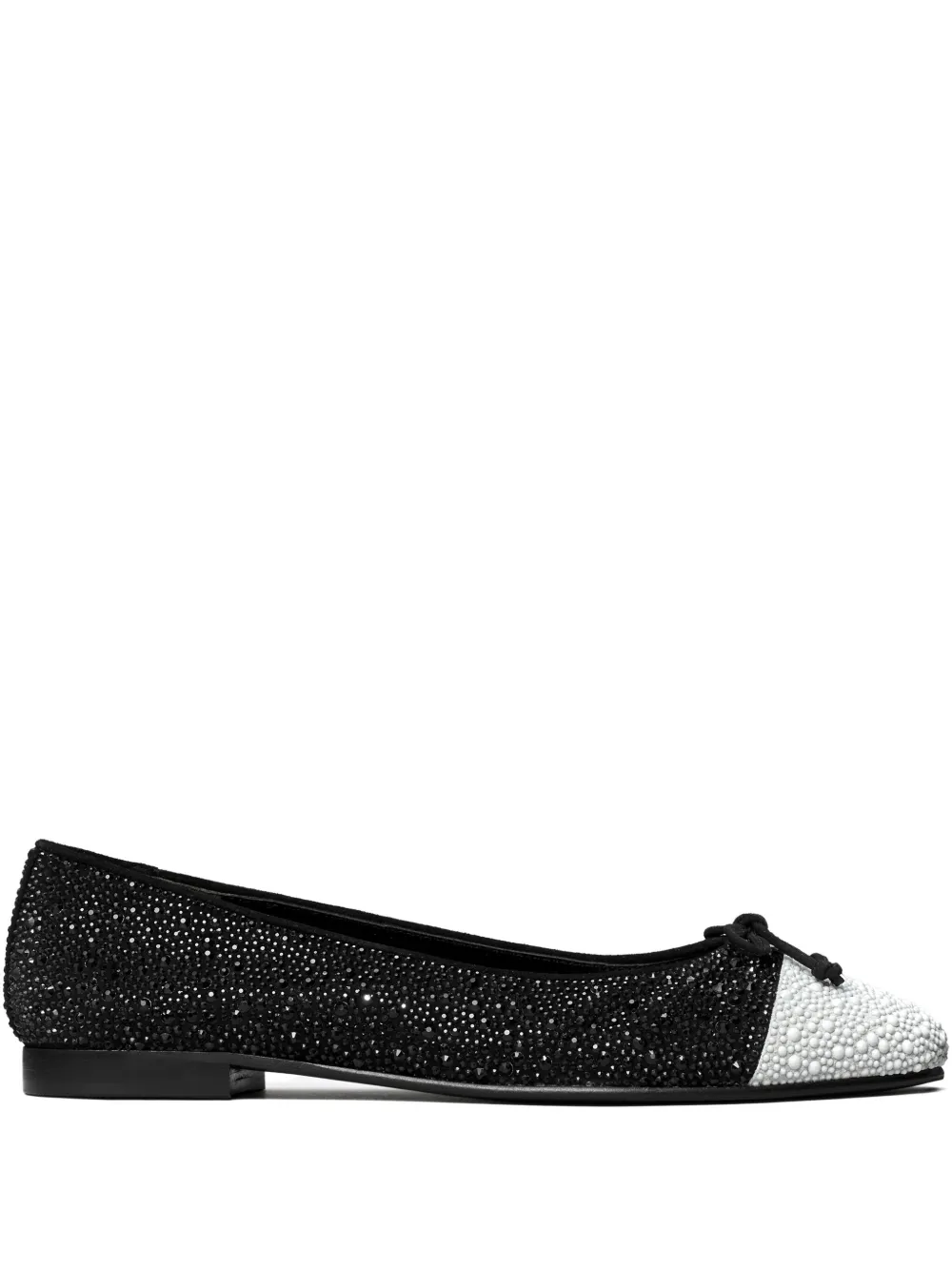 Tory Burch cap-toe crystal ballet flats Zwart