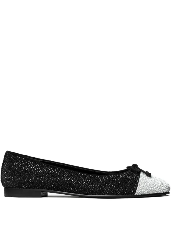 Tory Burch Cap-toe Crystal Ballet Flats in Black
