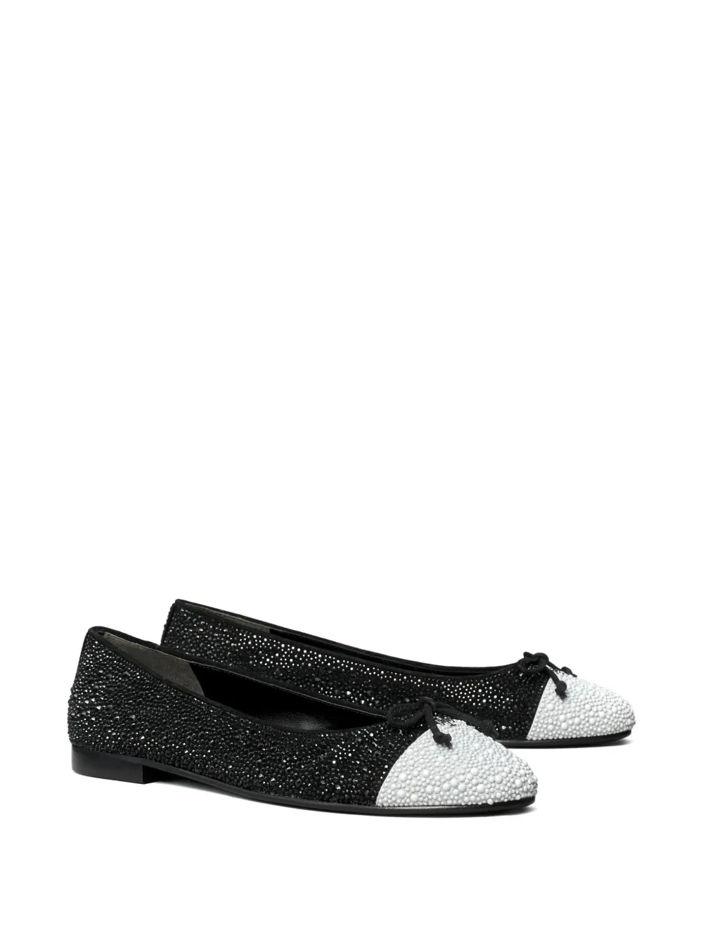 Tory Burch cap-toe crystal ballet flats - Zwart