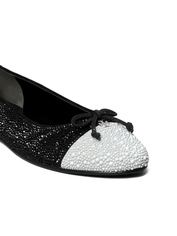 Tory Burch cap-toe Crystal Ballet Flats | Black | FARFETCH SG