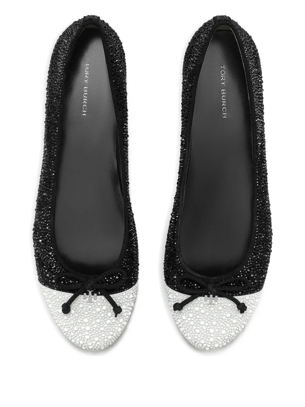 Tory Burch cap-toe crystal ballet flats Zwart
