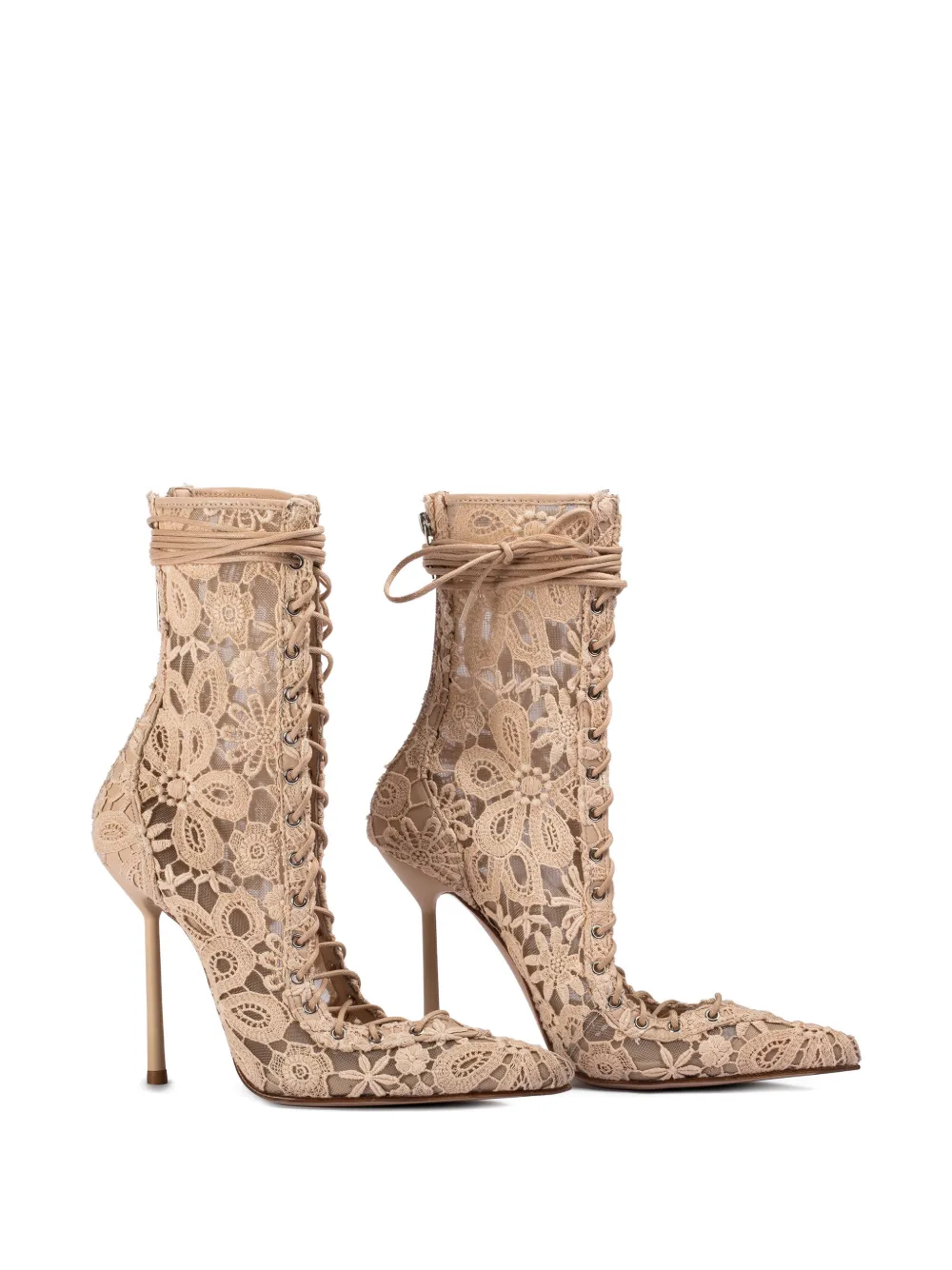 Le Silla Chantilly enkellaarzen met veters Beige