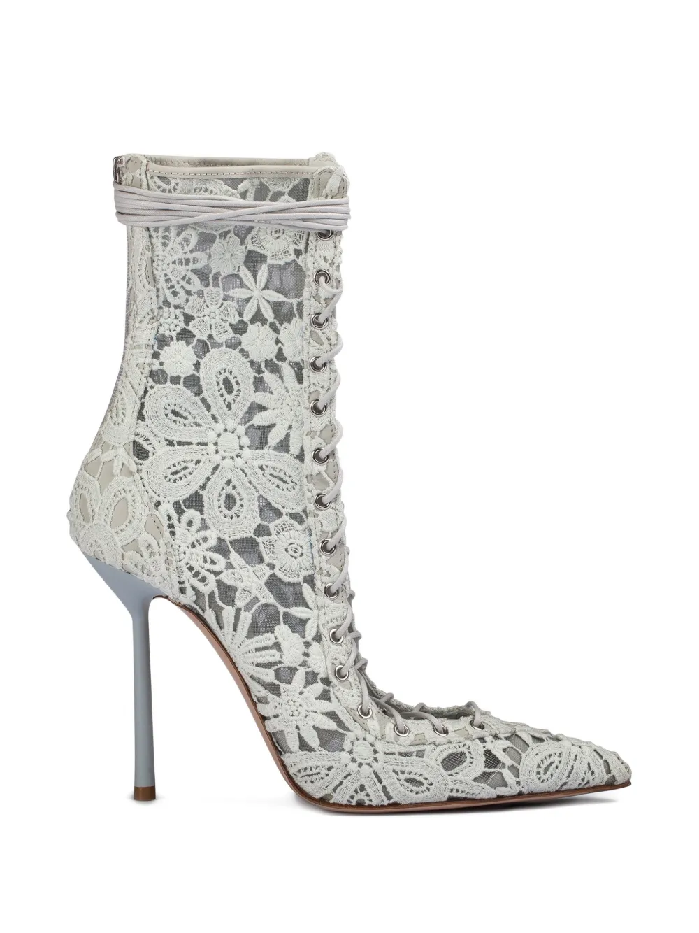 Le Silla Chantilly floral ankle boots – White